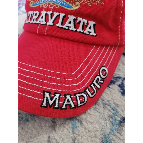 CAO La Traviata Maduro Embroidered red Baseball Cap EUC OSFM strapback - Picture 3 of 9